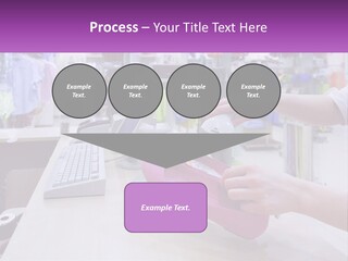 A Person Holding A Pink Object In Front Of A Computer PowerPoint Template