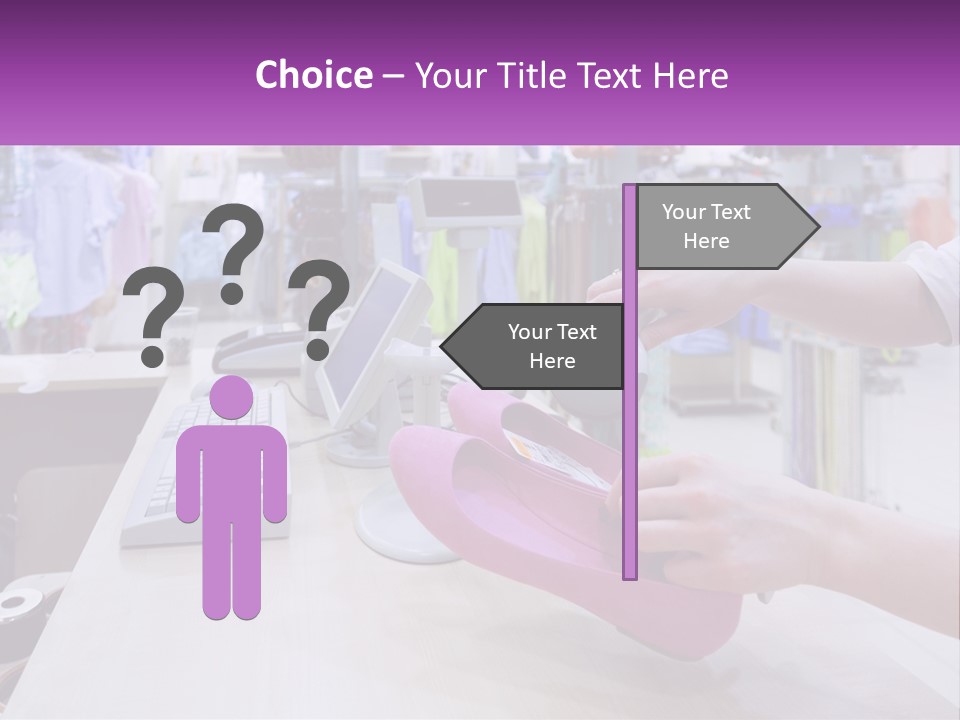 A Person Holding A Pink Object In Front Of A Computer PowerPoint Template