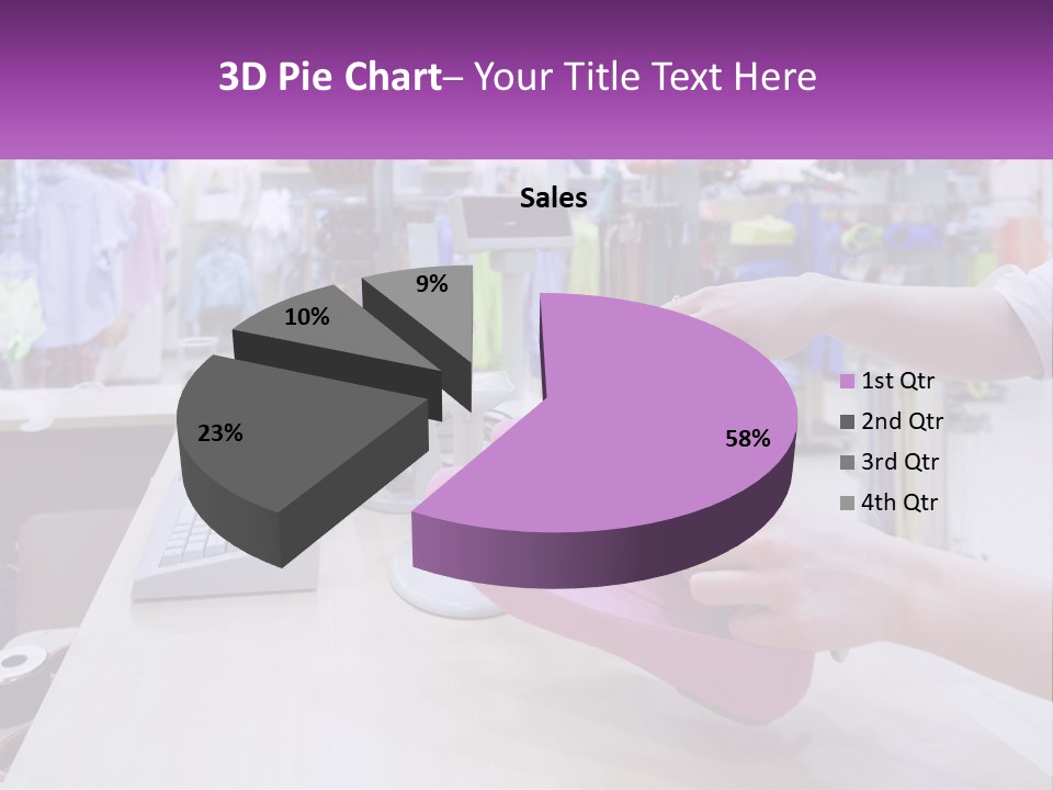 A Person Holding A Pink Object In Front Of A Computer PowerPoint Template