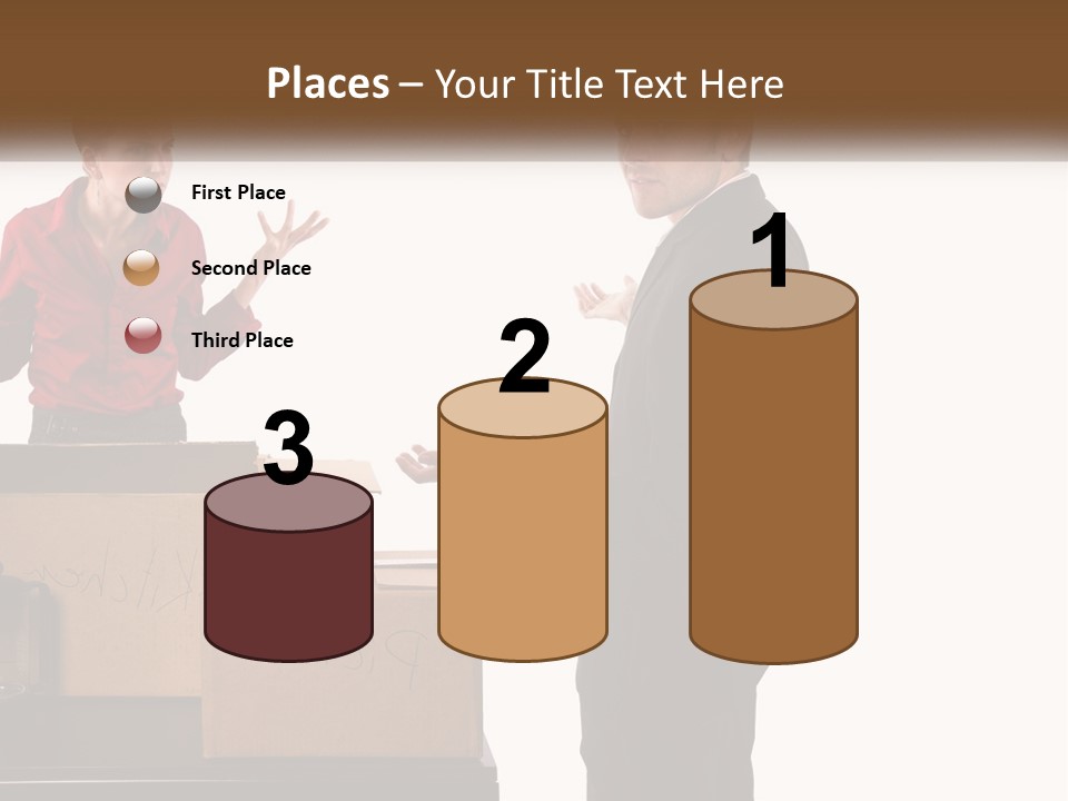 A Man And A Woman Standing Next To Boxes PowerPoint Template