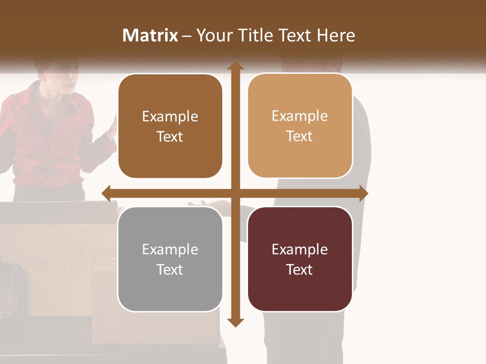 A Man And A Woman Standing Next To Boxes PowerPoint Template