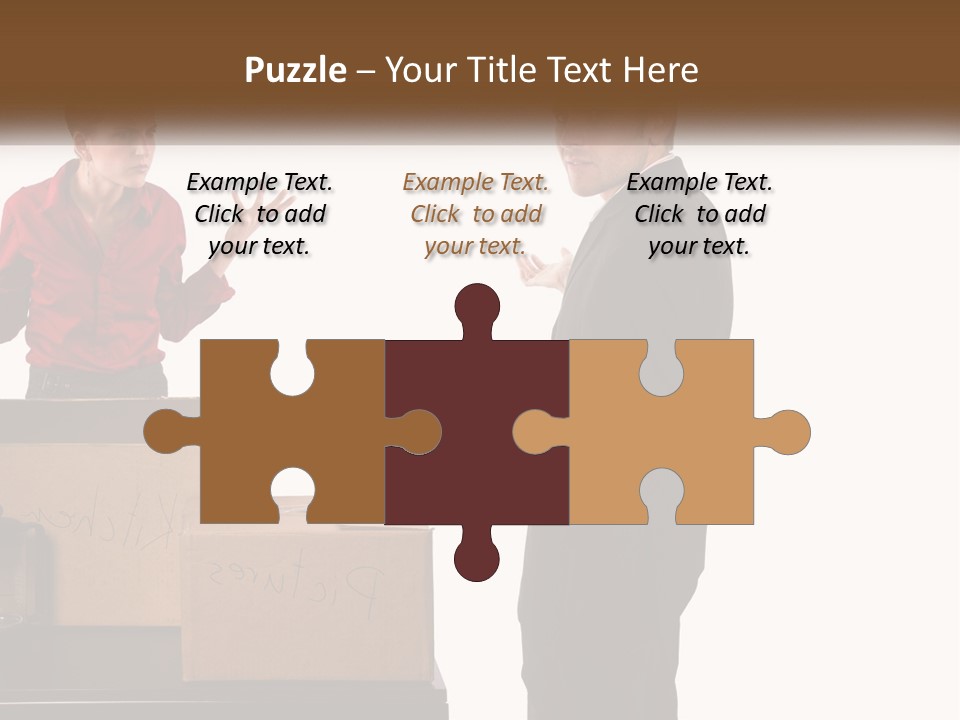 A Man And A Woman Standing Next To Boxes PowerPoint Template