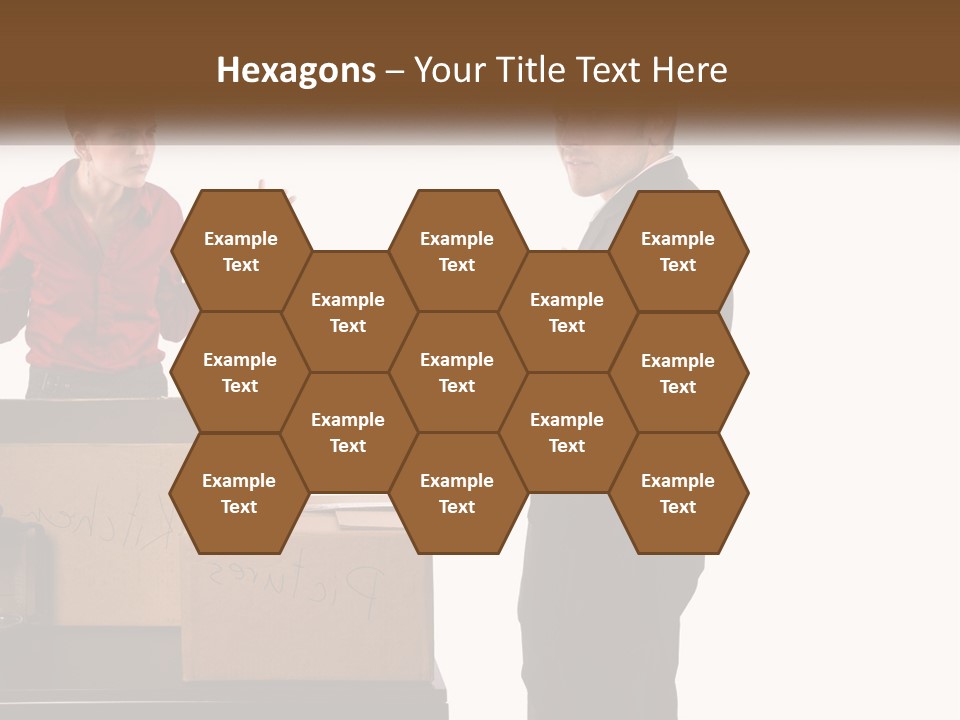 A Man And A Woman Standing Next To Boxes PowerPoint Template