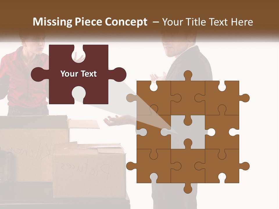 A Man And A Woman Standing Next To Boxes PowerPoint Template