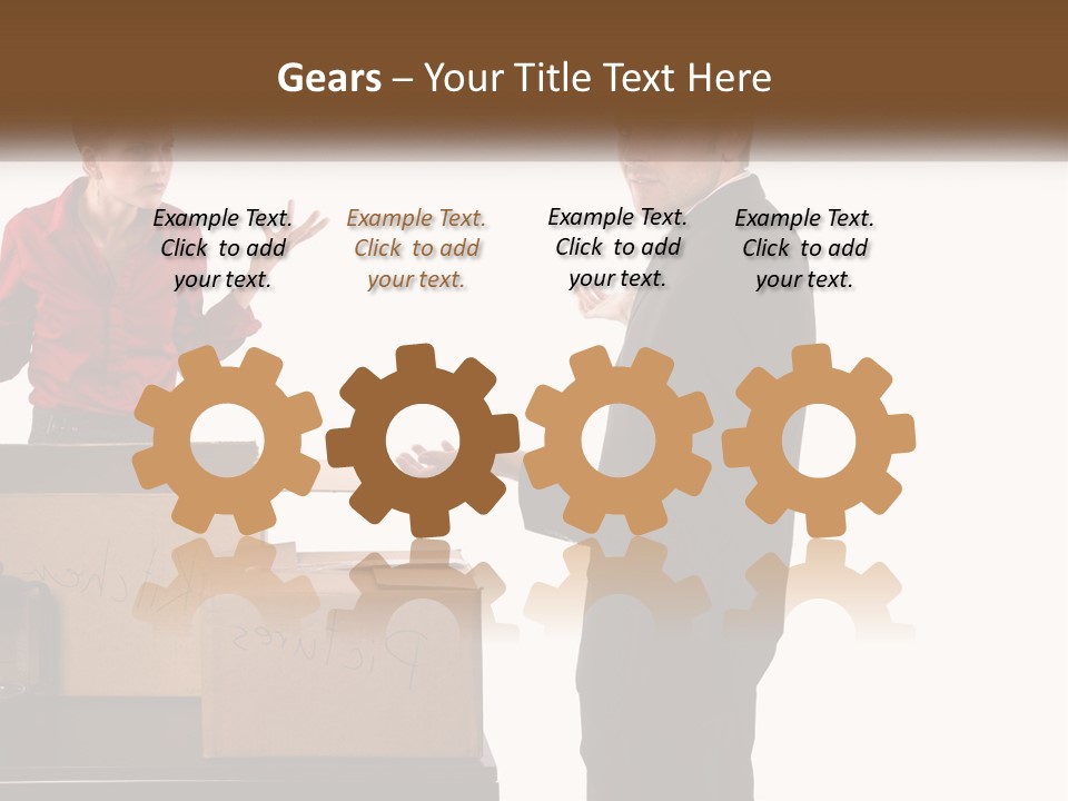 A Man And A Woman Standing Next To Boxes PowerPoint Template