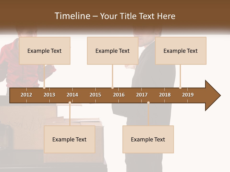 A Man And A Woman Standing Next To Boxes PowerPoint Template