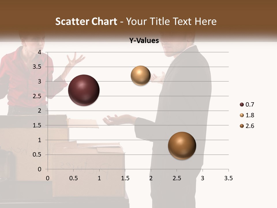 A Man And A Woman Standing Next To Boxes PowerPoint Template
