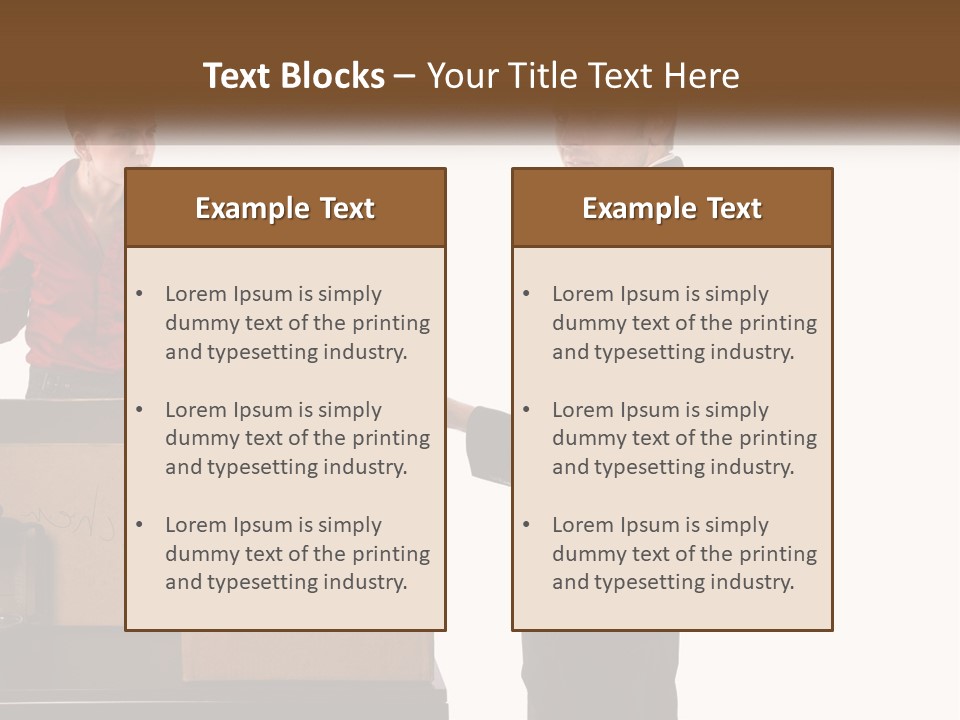A Man And A Woman Standing Next To Boxes PowerPoint Template