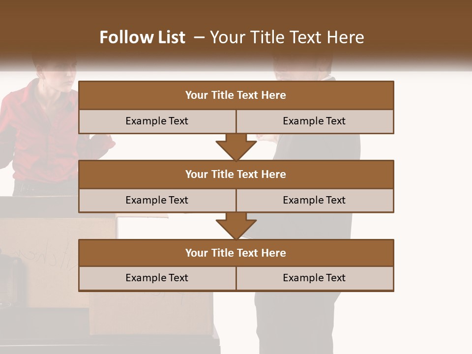 A Man And A Woman Standing Next To Boxes PowerPoint Template