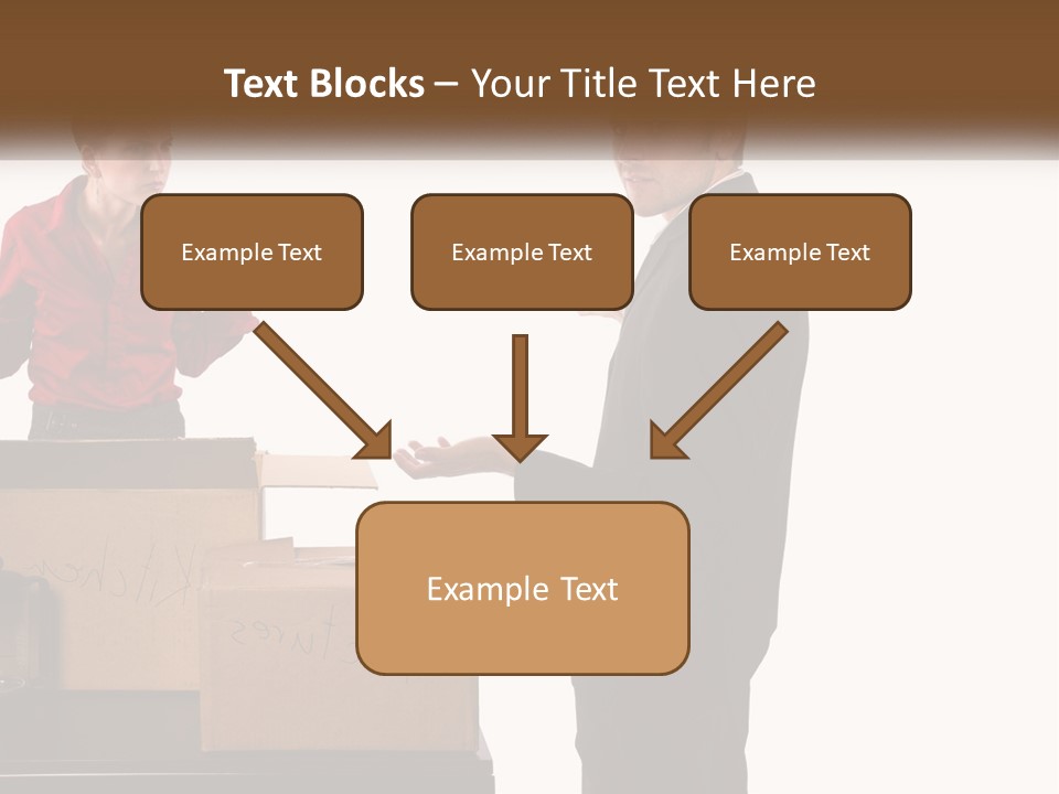 A Man And A Woman Standing Next To Boxes PowerPoint Template