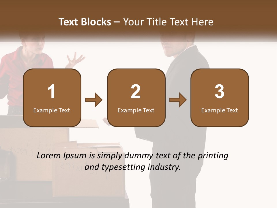 A Man And A Woman Standing Next To Boxes PowerPoint Template