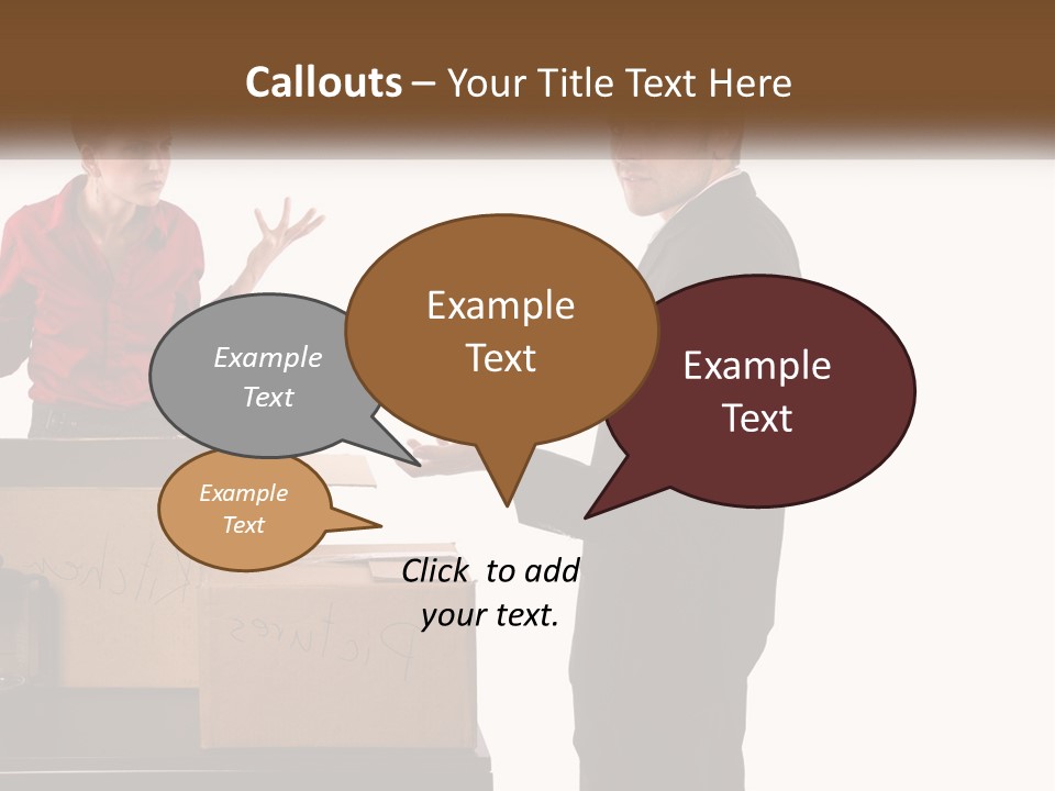 A Man And A Woman Standing Next To Boxes PowerPoint Template