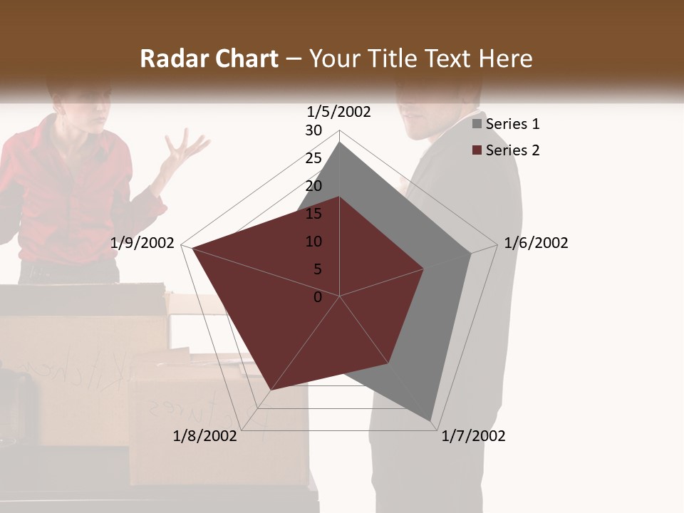A Man And A Woman Standing Next To Boxes PowerPoint Template