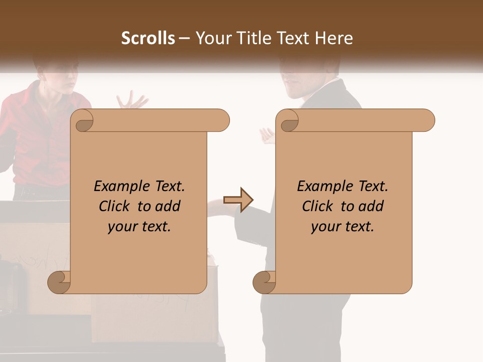 A Man And A Woman Standing Next To Boxes PowerPoint Template