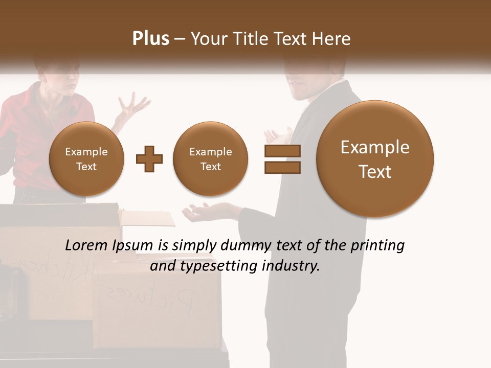 A Man And A Woman Standing Next To Boxes PowerPoint Template