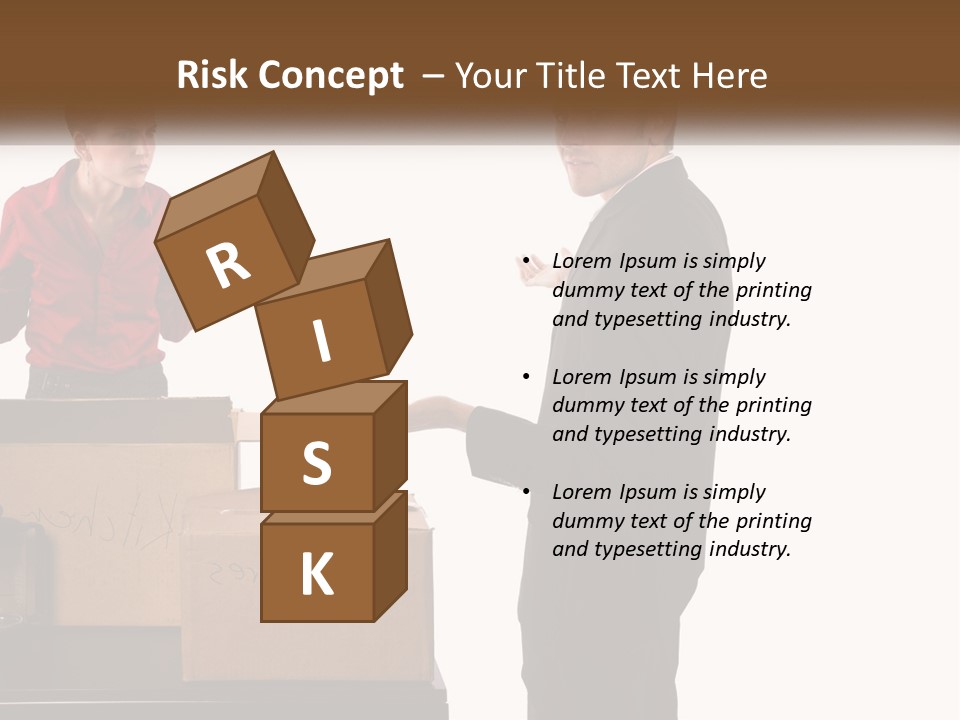 A Man And A Woman Standing Next To Boxes PowerPoint Template