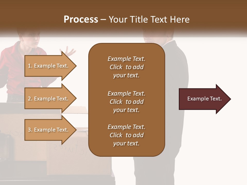 A Man And A Woman Standing Next To Boxes PowerPoint Template