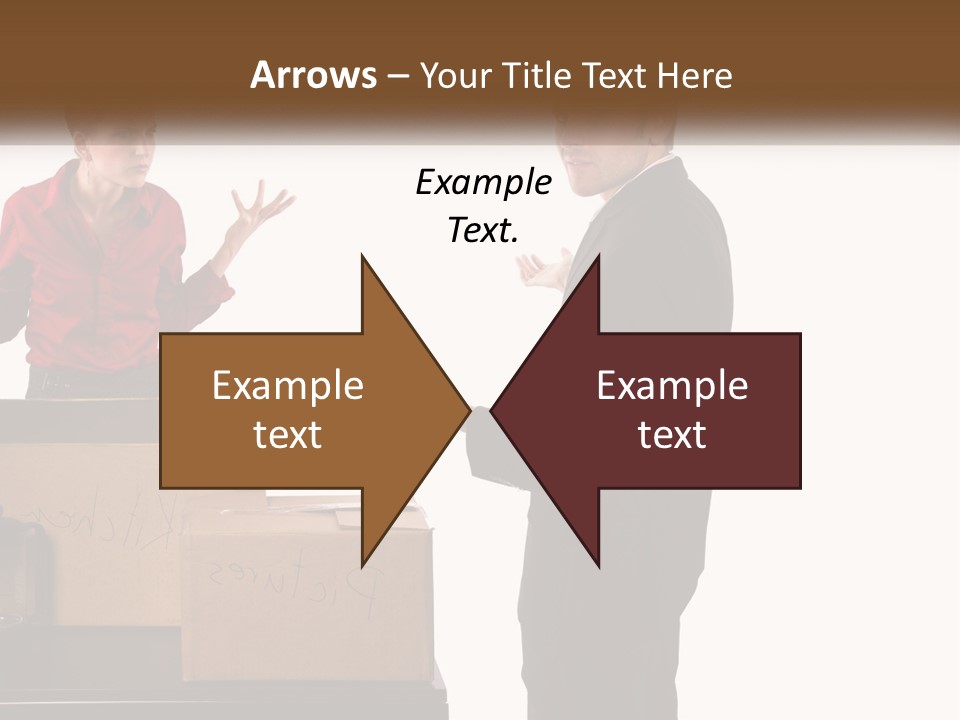 A Man And A Woman Standing Next To Boxes PowerPoint Template