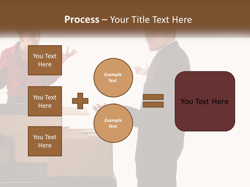 A Man And A Woman Standing Next To Boxes PowerPoint Template