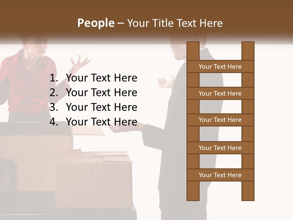 A Man And A Woman Standing Next To Boxes PowerPoint Template