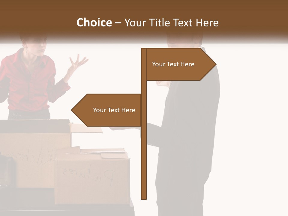 A Man And A Woman Standing Next To Boxes PowerPoint Template