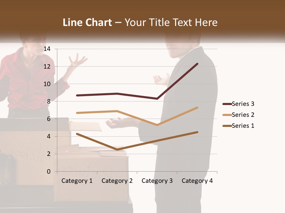 A Man And A Woman Standing Next To Boxes PowerPoint Template