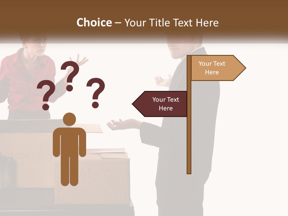 A Man And A Woman Standing Next To Boxes PowerPoint Template