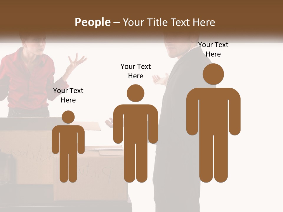 A Man And A Woman Standing Next To Boxes PowerPoint Template