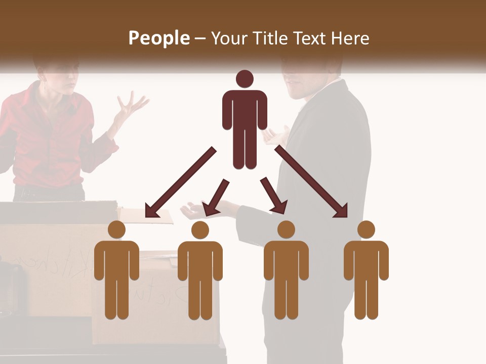 A Man And A Woman Standing Next To Boxes PowerPoint Template