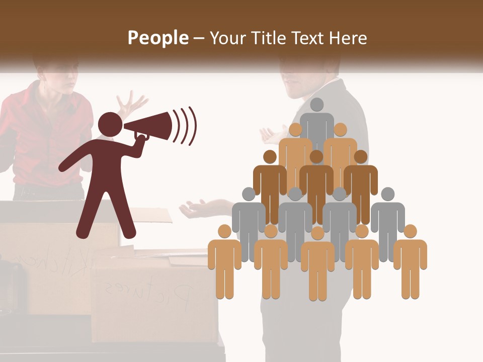 A Man And A Woman Standing Next To Boxes PowerPoint Template