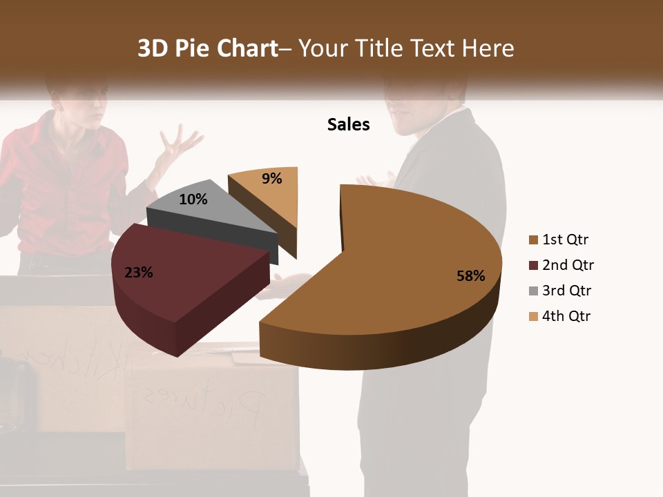 A Man And A Woman Standing Next To Boxes PowerPoint Template