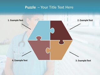 A Woman Doctor Standing In Front Of A Window With A Stethoscope On PowerPoint Template