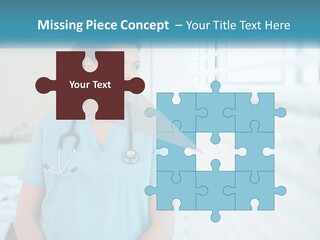 A Woman Doctor Standing In Front Of A Window With A Stethoscope On PowerPoint Template