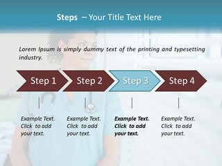 A Woman Doctor Standing In Front Of A Window With A Stethoscope On PowerPoint Template