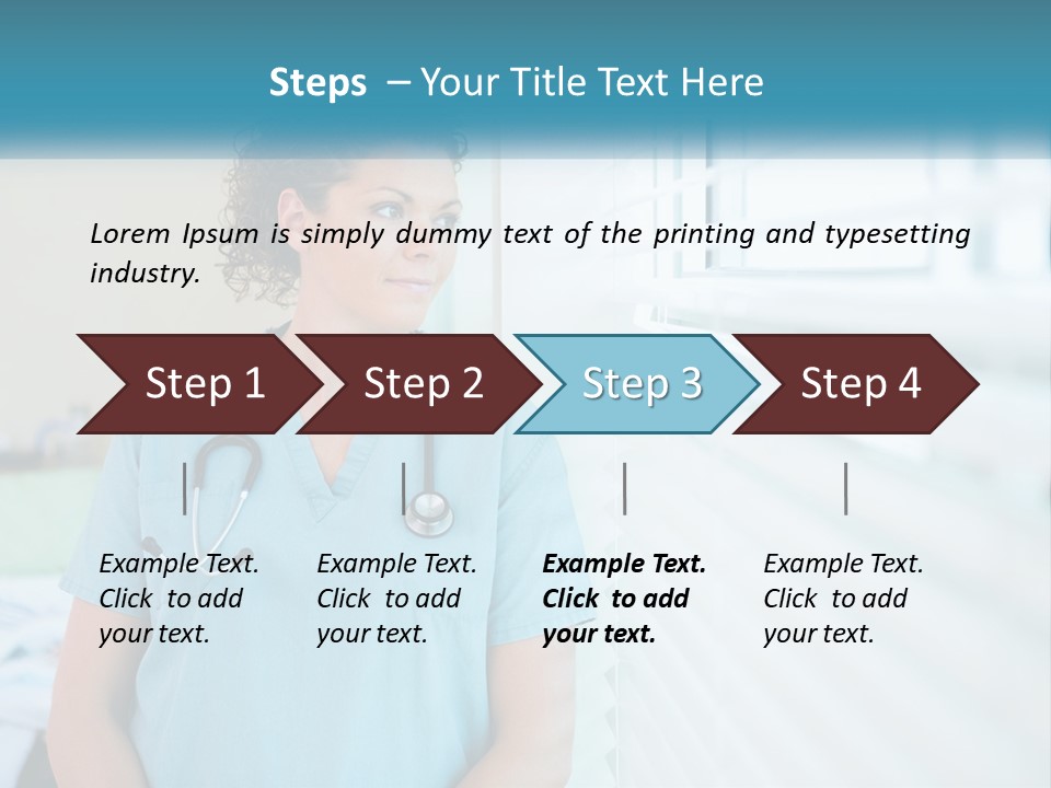 A Woman Doctor Standing In Front Of A Window With A Stethoscope On PowerPoint Template