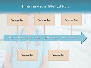 A Woman Doctor Standing In Front Of A Window With A Stethoscope On PowerPoint Template
