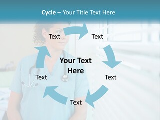 A Woman Doctor Standing In Front Of A Window With A Stethoscope On PowerPoint Template