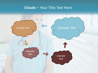 A Woman Doctor Standing In Front Of A Window With A Stethoscope On PowerPoint Template