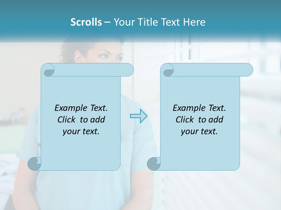 A Woman Doctor Standing In Front Of A Window With A Stethoscope On PowerPoint Template