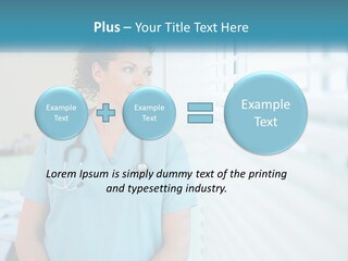 A Woman Doctor Standing In Front Of A Window With A Stethoscope On PowerPoint Template