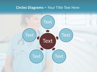 A Woman Doctor Standing In Front Of A Window With A Stethoscope On PowerPoint Template