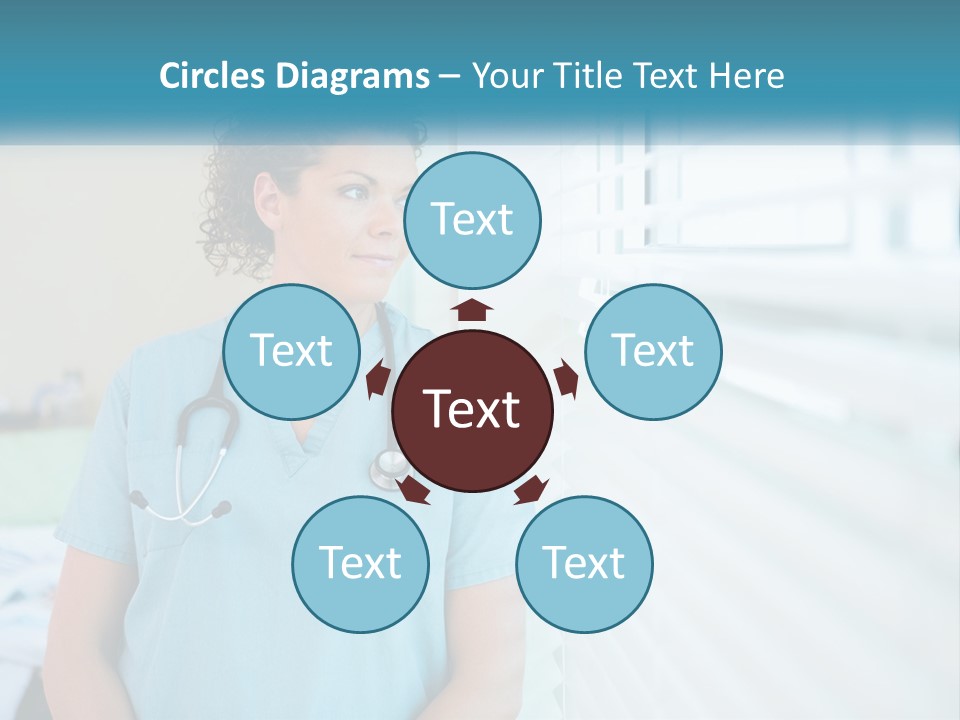 A Woman Doctor Standing In Front Of A Window With A Stethoscope On PowerPoint Template