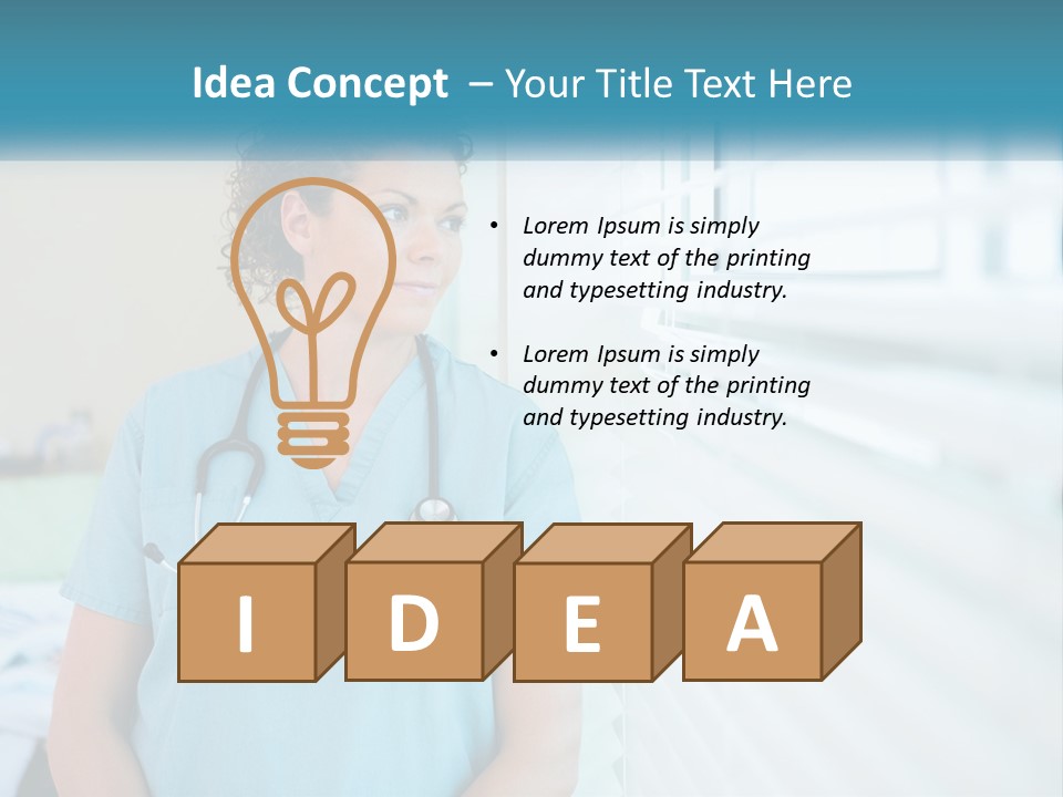 A Woman Doctor Standing In Front Of A Window With A Stethoscope On PowerPoint Template