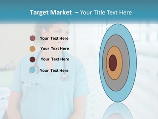 A Woman Doctor Standing In Front Of A Window With A Stethoscope On PowerPoint Template