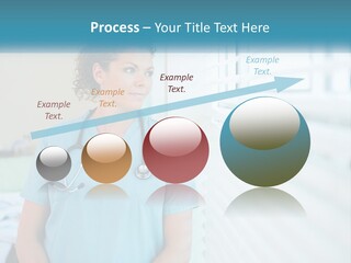 A Woman Doctor Standing In Front Of A Window With A Stethoscope On PowerPoint Template