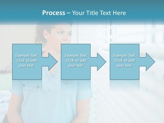 A Woman Doctor Standing In Front Of A Window With A Stethoscope On PowerPoint Template