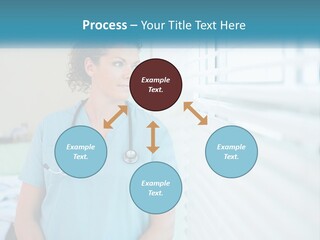 A Woman Doctor Standing In Front Of A Window With A Stethoscope On PowerPoint Template