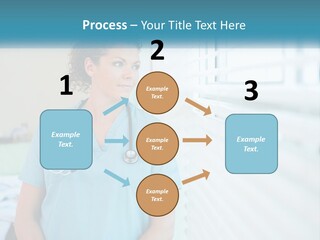 A Woman Doctor Standing In Front Of A Window With A Stethoscope On PowerPoint Template