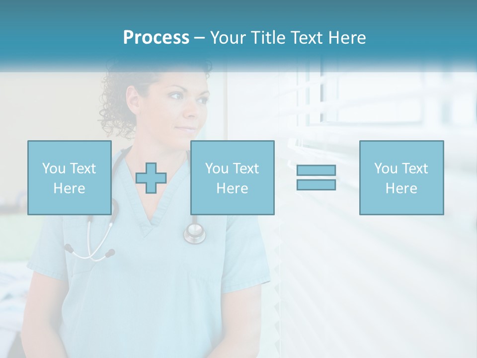 A Woman Doctor Standing In Front Of A Window With A Stethoscope On PowerPoint Template