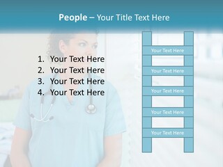 A Woman Doctor Standing In Front Of A Window With A Stethoscope On PowerPoint Template